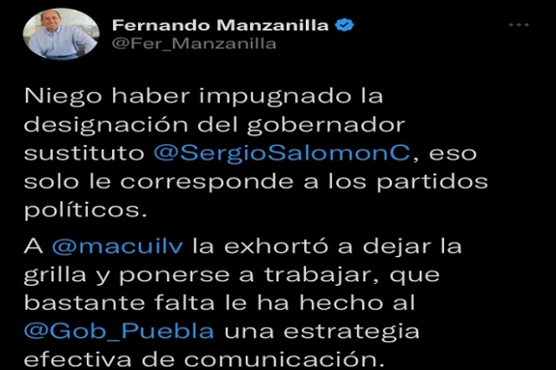 Niega Manzanilla que impugnará nombramiento del gobernador Salomón Céspedes