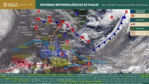 Se prev&eacute;n lluvias puntuales intensas en zonas de Puebla, Veracruz, Oaxaca y Chiapas; y puntuales muy fuertes en zonas de Tlaxcala, Campeche, Yucat&aacute;n y Quintana Roo