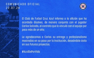 El frío comunicado con el que Cruz Azul se despidió de Carlos Salcedo