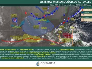 Se pronostican lluvias muy fuertes con puntuales intensas en estados del Oriente, Sur y Sureste del territorio nacional