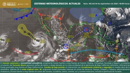 Lluvias puntuales intensas en zonas de Veracruz, Oaxaca, Chiapas y Tabasco