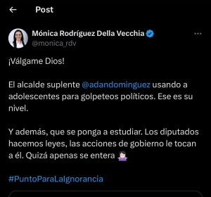 El conserje municipal Adán Domínguez es un ignorante: Mónica Rodríguez