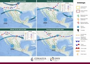 Se pronostican lluvias puntuales fuertes en el norte, oriente, sur y sureste de M&eacute;xico, adem&aacute;s de la pen&iacute;nsula de Yucat&aacute;n