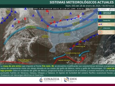 Lluvias puntuales fuertes en Veracruz, Oaxaca y Chiapas vientos fuertes en las costas del Golfo de M&eacute;xico, Istmo y Golfo de Tehuantepec