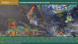 Se pronostican lluvias puntuales intensas en zonas de Guerrero y puntuales muy fuertes en zonas de Sinaloa, Chihuahua, Coahuila, Durango, Jalisco, Colima, Michoac&aacute;n, Guanajuato, Estado de M&eacute;xico y Oaxaca