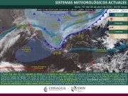 El frente fr&iacute;o n&uacute;m. 43 genera lluvias puntuales intensas en Veracruz, Oaxaca, Tabasco y Chiapas, adem&aacute;s de evento de "norte" fuerte a muy fuerte en Tamaulipas, Veracruz, Istmo y Golfo de Tehuantepec