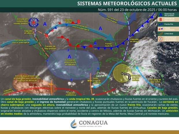 Lluvias puntuales fuertes en Chihuahua, Veracruz, Tabasco, Oaxaca, Chiapas y Quintana Roo