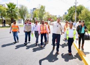 Supervisa gobernador Armenta pavimentación en Camino Real a Cholula y Zavaleta