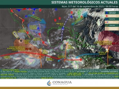 Se prev&eacute;n lluvias puntuales intensas en Veracruz, Tabasco, Oaxaca y Chiapas