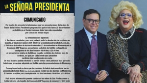 Cancelan obra “La señora presidenta” de Arath de la Torre en Saltillo