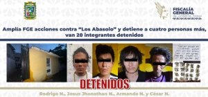 Ampl&iacute;a FGE acciones contra &ldquo;Los Abasolo&rdquo; y detiene a cuatro personas m&aacute;s, van 20 integrantes detenidos