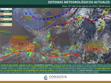 Lluvias intensas en zonas de Durango, Sinaloa, Nayarit y Jalisco