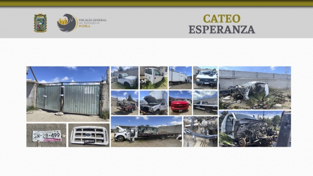 En Esperanza, la FGE aseguró cinco camionetas robadas y autopartes