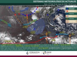 Se pronostican lluvias muy fuertes en zonas del noreste, centro, oriente y sureste del pa&iacute;s, con posible formaci&oacute;n de torbellinos o tornados en Coahuila, Nuevo Le&oacute;n y Tamaulipas