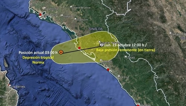 Huracán Norma 23 de octubre: Toca tierra en Sinaloa y pierde fuerza; llega como depresión tropical a Navolato