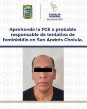 Aprehende la FGE a probable responsable de tentativa de feminicidio en San Andr&eacute;s Cholula