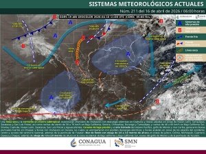 Rachas fuertes de viento en zonas de Baja California, Sonora, Chihuahua, Durango, Tamaulipas, Oaxaca y con lluvias puntuales fuertes en Chiapas