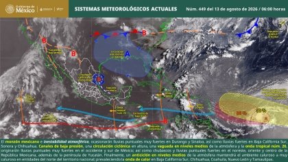 Lluvias puntuales muy fuertes en Durango, Sinaloa, Jalisco, Guerrero y Oaxaca
