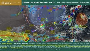 Se prev&eacute;n lluvias puntuales intensas en zonas de San Luis Potos&iacute;, Puebla, Veracruz, Oaxaca, Chiapas y Tabasco