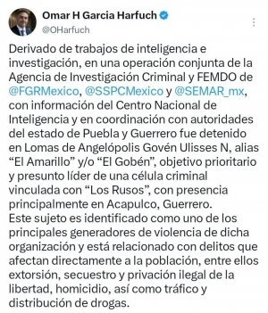 Harfuch reconoce coordinaci&oacute;n con Puebla para detener a &ldquo;El Amarillo&rdquo; en Lomas de Angel&oacute;polis
