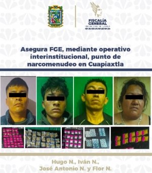 Asegura FGE, mediante operativo interinstitucional, punto de narcomenudeo en Cuapiaxtla