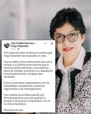 Rectora de la BUAP lamenta muerte de Hugo Alejandro