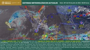 Se pronostican lluvias puntuales muy fuertes en zonas de Chihuahua, Durango, Sinaloa y Guerrero