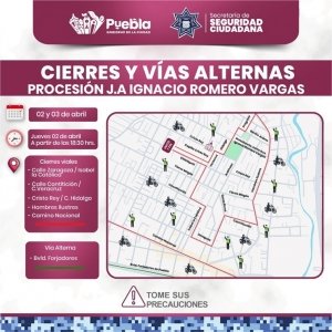 Activar&aacute; SSC cierres viales en Ignacio Romero Vargas por actividades de Semana Santa