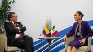 Claudia Sheinbaum recibió en Palacio Nacional a Gustavo Petro, presidente de Colombia; temas tratados