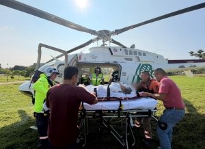 En ambulancia aérea trasladan a mujer embarazada al Hospital de la Mujer