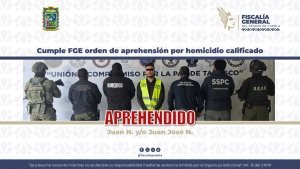 Cumple FGE orden de aprehensi&oacute;n por homicidio calificado