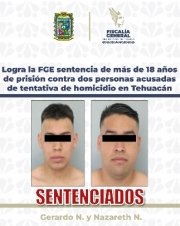 Logra la FGE sentencia de m&aacute;s de 18 a&ntilde;os de prisi&oacute;n contra dos personas acusadas de tentativa de homicidio en Tehuac&aacute;n