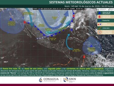 Evento de "norte" intenso en el litoral del Golfo de M&eacute;xico, as&iacute; como lluvias intensas en Puebla, Oaxaca, Chiapas y Tabasco