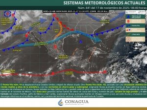 Se prevén fuertes rachas de viento, lluvias puntuales fuertes y caída de nieve o aguanieve en zonas de Baja California