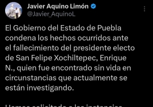 Gobierno Estatal coadyuva con FGE para esclarecer muerte de edil electo de San Felipe Xochiltepec