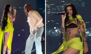 Cazzu es la invitada de honor en el concierto de Bad Bunny en el estadio de River Plate, Argentina