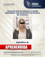 Localiza FGE en Tepeaca a mujer requerida por homicidio calificado en Tlaxcala