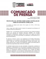 Protecci&oacute;n Civil informa sobre quema controlada de PEMEX en San Mart&iacute;n Texmelucan