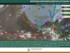 Se prevén lluvias puntuales fuertes en Veracruz, Tabasco, Oaxaca y Chiapas, así como evento de &quot;Norte&quot; con rachas fuertes a muy fuertes en el Istmo y Golfo de Tehuantepec y costas de Veracruz