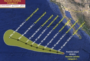 Carlotta se convierte en huracán categoría 1, esta es su trayectoria