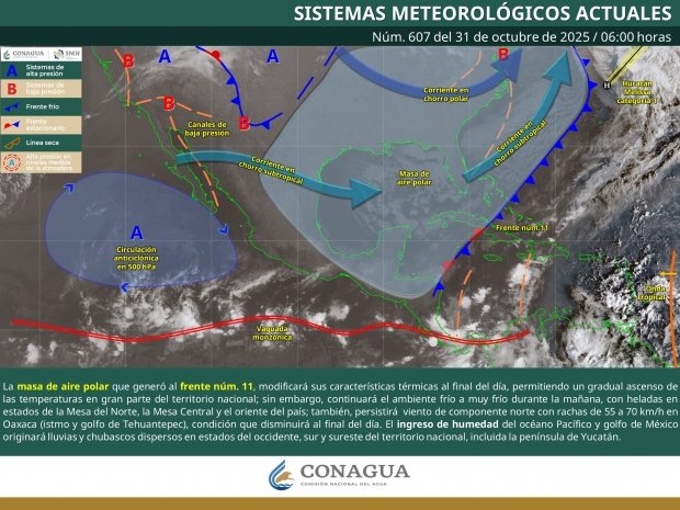 Ambiente frío a muy frío, durante la mañana y noche, en zonas del norte, centro y oriente de México