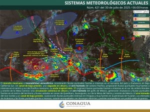 Se prevén lluvias puntuales intensas en Nayarit, Jalisco, Oaxaca y Chiapas