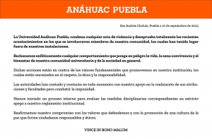 Condena Universidad Anáhuac actos delictivos de sus alumnos que golpearon a menor