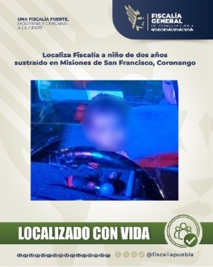 Localiza Fiscal&iacute;a a ni&ntilde;o de dos a&ntilde;os sustra&iacute;do en Misiones de San Francisco, Coronango