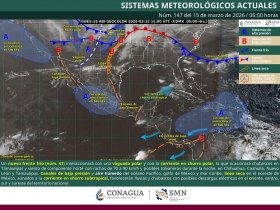 Se pronostican chubascos en Tamaulipas, Veracruz, Puebla, Oaxaca, Chiapas, Yucat&aacute;n y Quintana Roo y rachas fuertes de viento en gran parte del territorio nacional