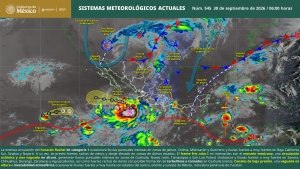 Se prev&eacute;n lluvias puntuales intensas en zonas Jalisco, Colima, Michoac&aacute;n, Guerrero, Coahuila, Nuevo Le&oacute;n, Tamaulipas y San Luis Potos&iacute;