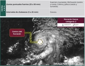Hurac&aacute;n &lsquo;Vance&rsquo; mantiene la categor&iacute;a 2 a 590 kil&oacute;metros de Acapulco