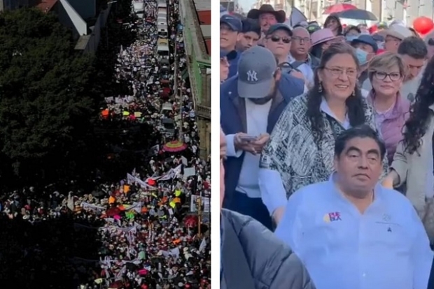 Barbosa encabeza marcha en defensa de la 4T en Puebla