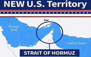 Trump publica una imagen en la que declara el estrecho de Ormuz como 'nuevo territorio' de EE.UU.