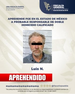 Aprehende FGE en el Estado de M&eacute;xico a probable responsable de doble homicidio calificado